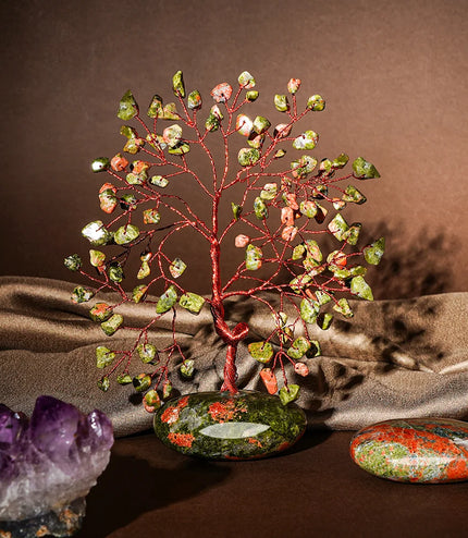 Unakite Palm Stone Base Tree