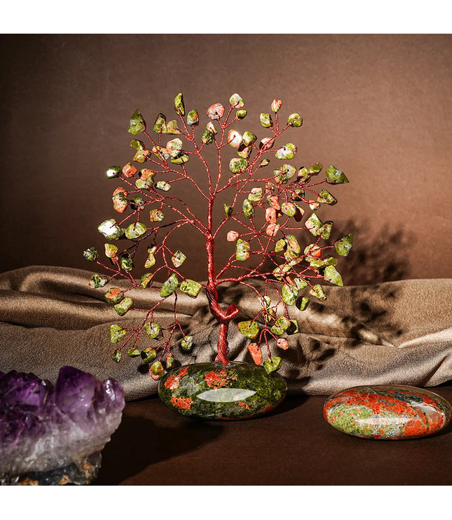 Unakite Palm Stone Base Tree