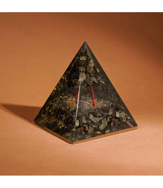 Pyrite Tree of Life Orgonite Pyramid