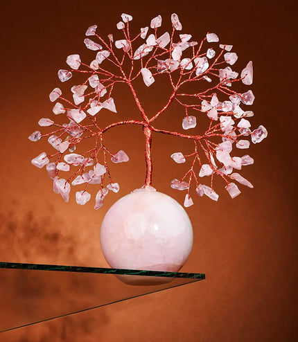 Rose Quartz Crystal Ball Base Tree