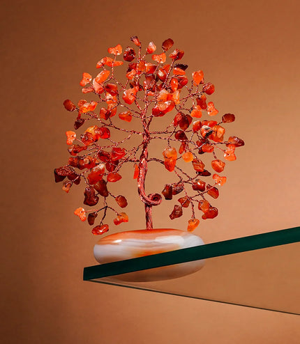 Carnelian Palm Stone Base Tree