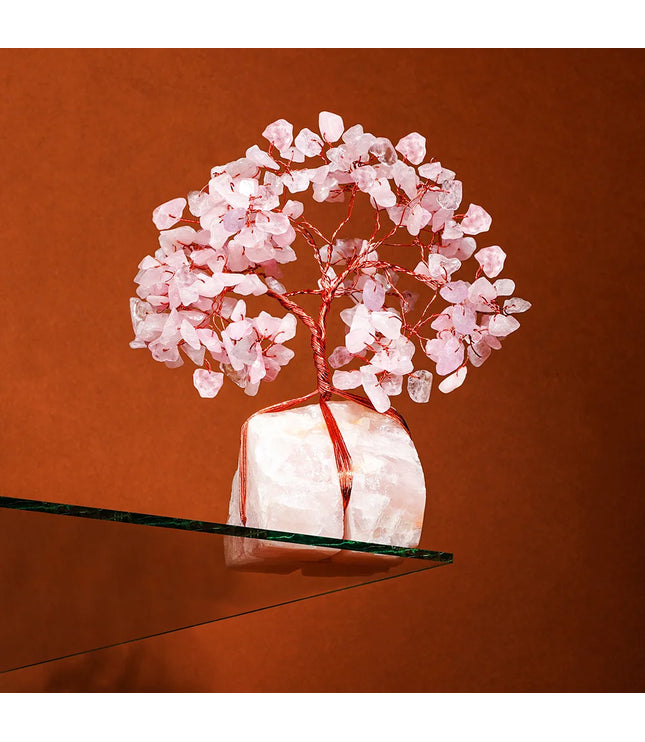 Rose Quartz Crystal Stone Base Tree