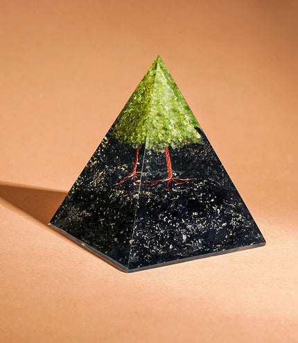 Black Tourmaline & Peridot Tree of Life Pyramid