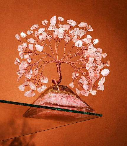 Rose Quartz Pyramid Base Tree