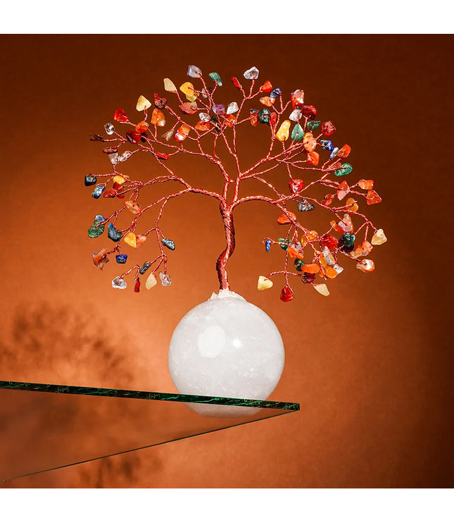 7 Chakra Clear Quartz Ball Base Tree