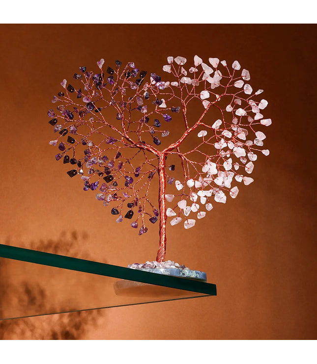 Rose Quartz & Amethyst Slice Base Tree