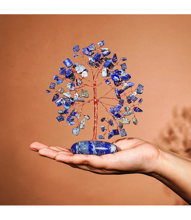 Lapis Lazuli  Palm Stone Base Tree