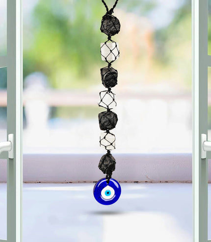 Clear Quartz, Black Tourmaline & Evil Eye Hangings