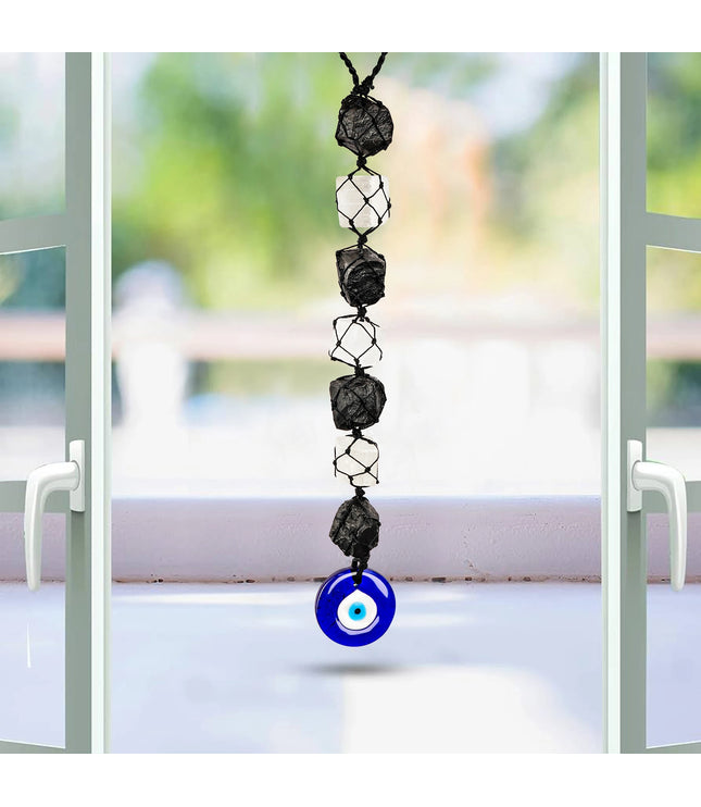 Clear Quartz, Black Tourmaline & Evil Eye Hangings