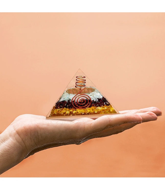 Citirne Garnet & Aquamarine Orgonite Pyramid