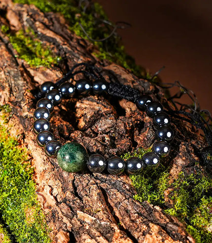 Hematite & Moss Agate Bracelet