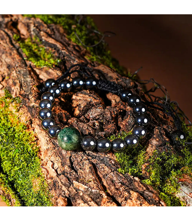 Hematite & Moss Agate Bracelet