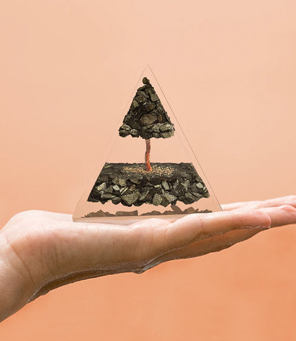 Pyrite Tree of Life Orgonite Pyramid