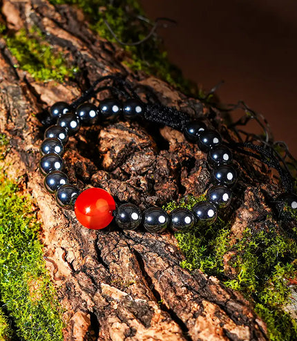 Hematite Bracelet with Carnelian