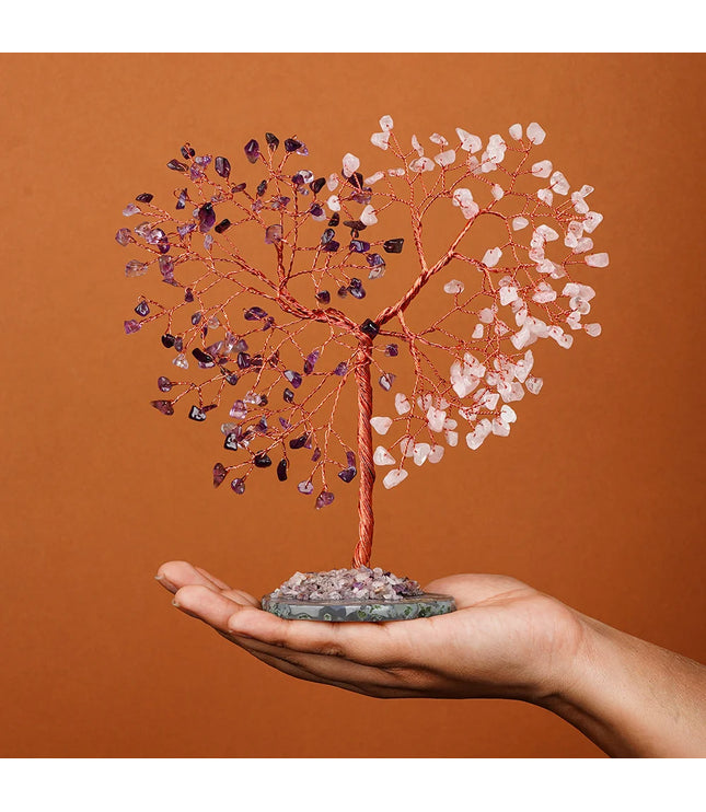 Rose Quartz & Amethyst Slice Base Tree