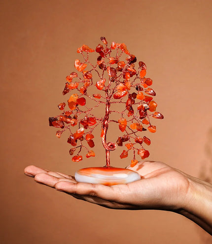 Carnelian Palm Stone Base Tree