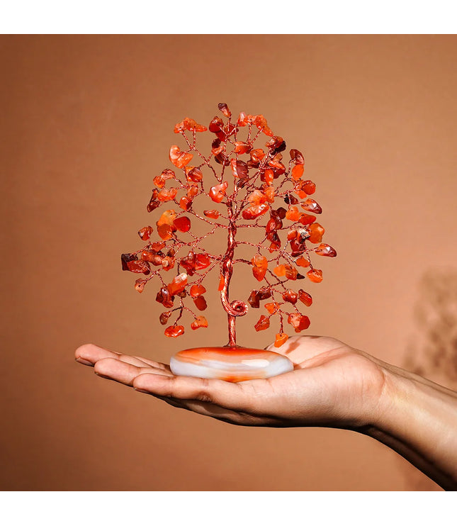 Carnelian Palm Stone Base Tree