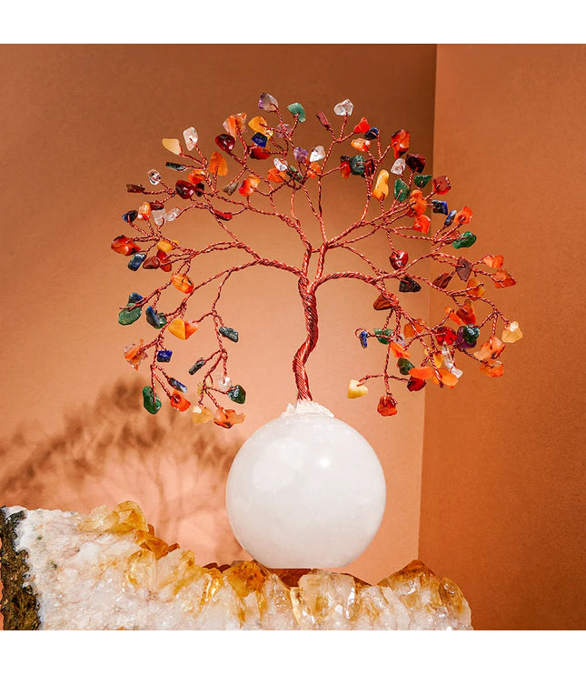 7 Chakra Clear Quartz Ball Base Tree