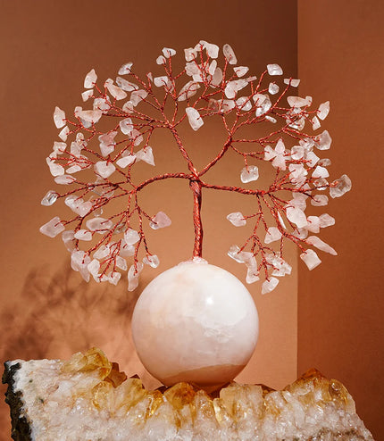 Rose Quartz Crystal Ball Base Tree