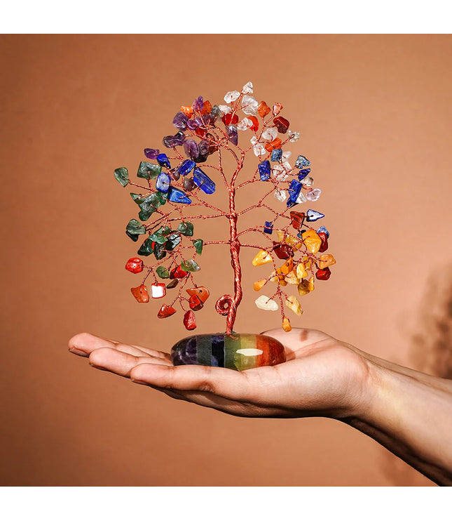 7 Chakra Palm Stone Base Tree
