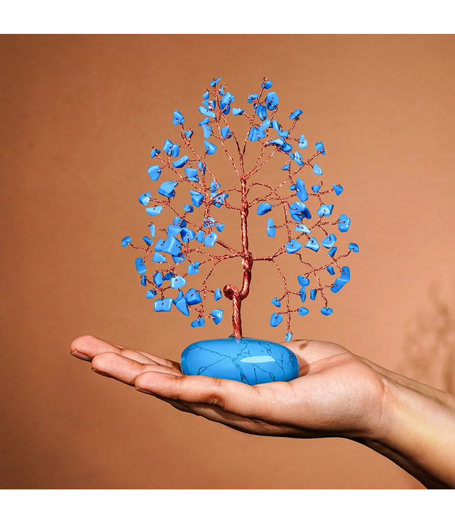 Turquoise Palm Stone Base Tree