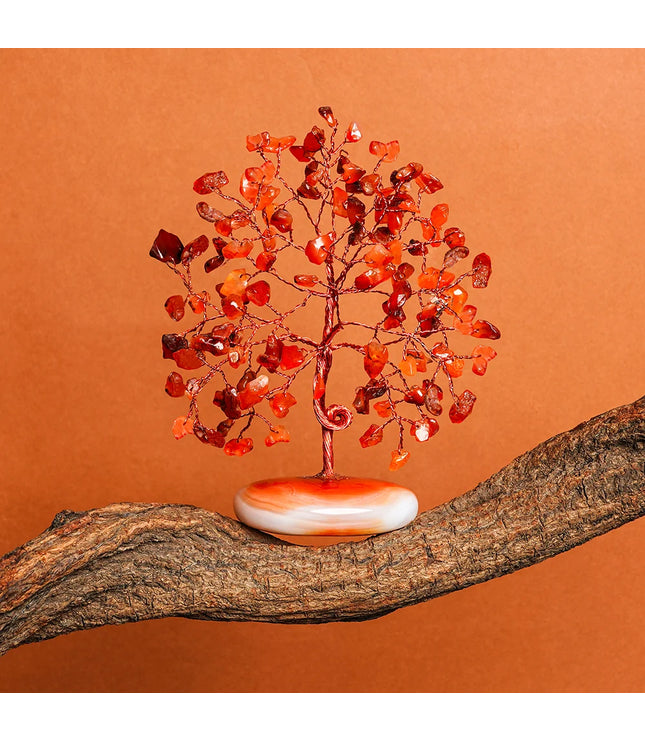 Carnelian Palm Stone Base Tree