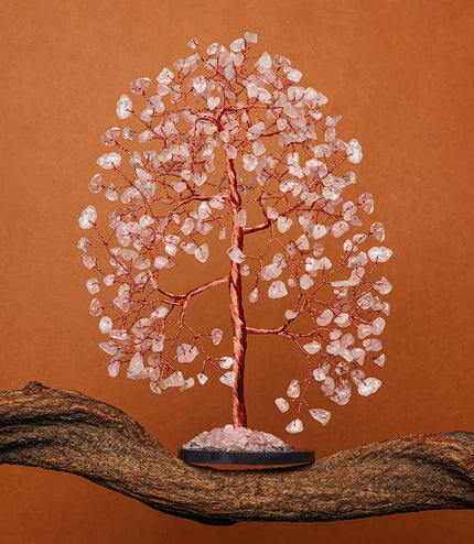 Rose Quartz Slice Base Tree