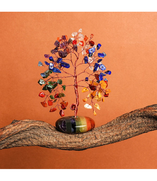 7 Chakra Palm Stone Base Tree