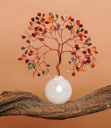 7 Chakra Clear Quartz Ball Base Tree