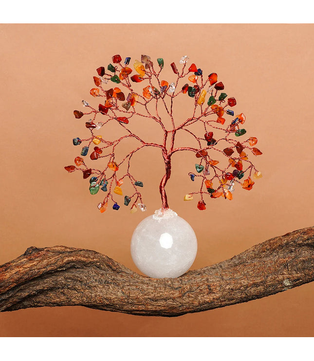 7 Chakra Clear Quartz Ball Base Tree