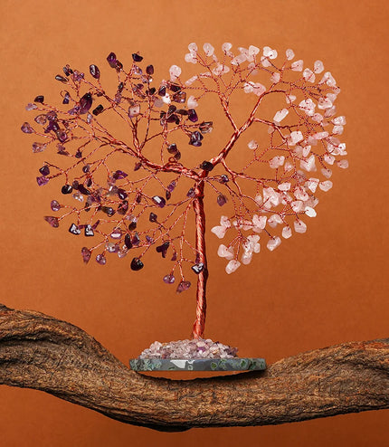 Rose Quartz & Amethyst Slice Base Tree