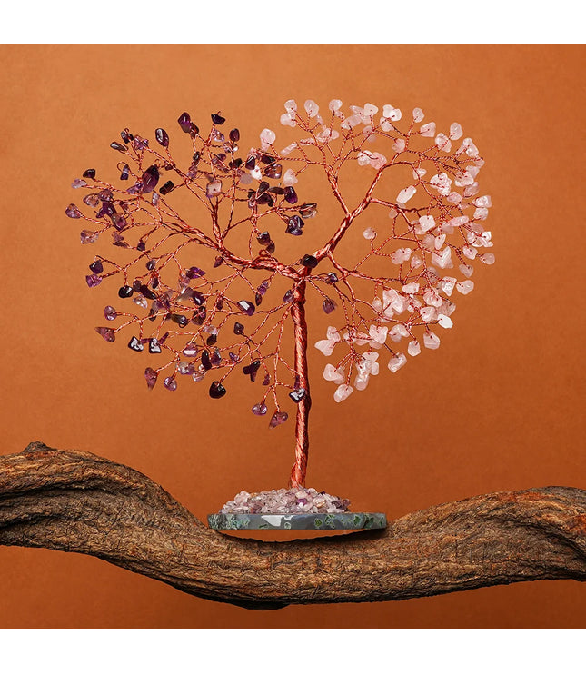 Rose Quartz & Amethyst Slice Base Tree