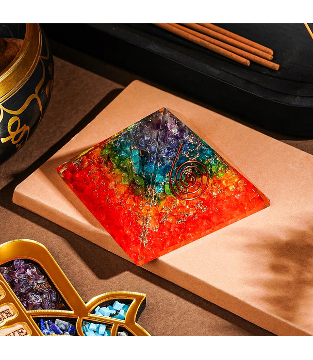 7 Chakra Orgonite Pyramid