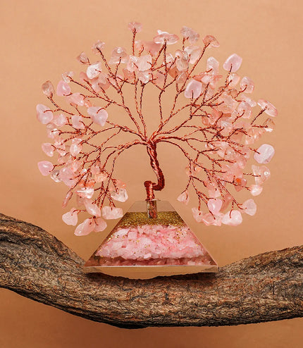 Rose Quartz Pyramid Base Tree