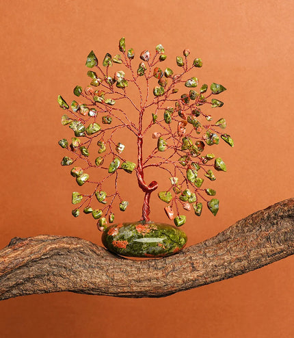 Unakite Palm Stone Base Tree